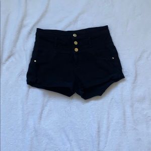 Black 3 button jean shorts